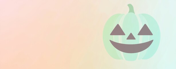 Cheerful green jack-o-lantern smiles against a soft gradient background, perfect for adding festive fun to halloween projects