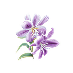 Obraz premium Purple and White Lily Flowers Isolated on White Background