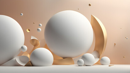Fototapeta premium Design a modern and abstract 3D rendering background, featuring separate elements for the sun, moon.