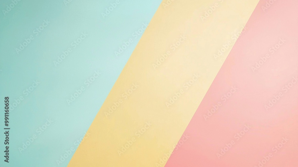 Poster minimalist image of three different pastel colored papers overlapping each other, creating an abstra