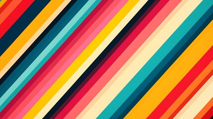 A vibrant pattern of diagonal stripes in various colors, creating a lively and dynamic visual effect.