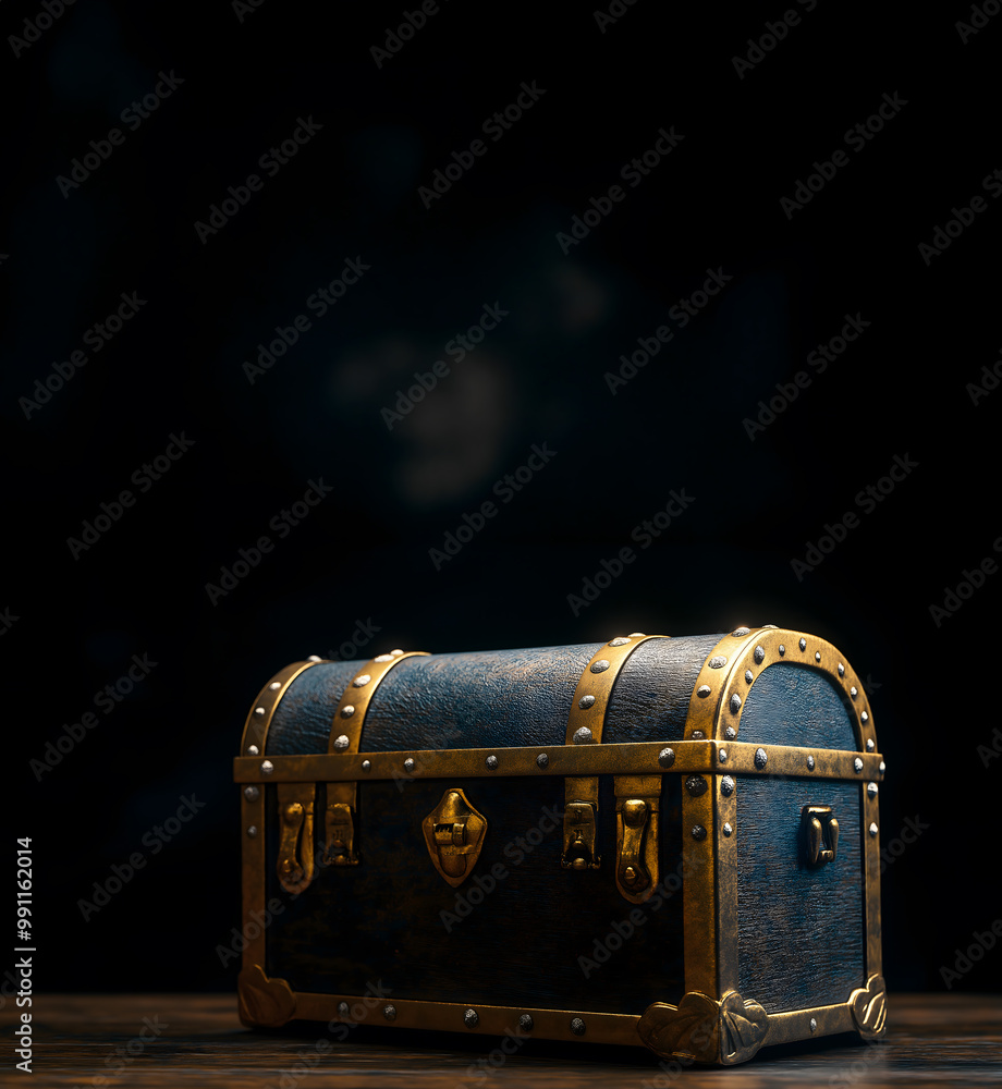 Wall mural treasure chest in darkness