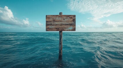 ocean sign on the shore, providing navigation and direction for tourists, blending into the natural coastal landscape and showcasing the beauty of seaside travel