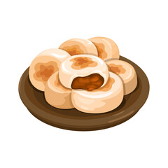 Bakpia Indonesian Pastry Cake Cartoon Illustration Vector