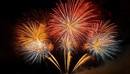 new year Fireworks on black Background