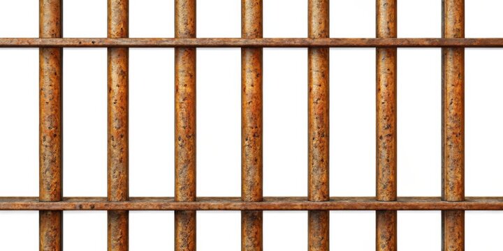 Prison jail rusty bars isolated on background