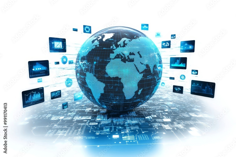 Aufkleber global marketing automation software - business development, crm, digital online processes. generati