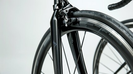 Obraz premium Black Road Bike Wheel Close-up