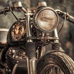 Fototapeta premium Motorcycle Close up ole motorcycle Vintage background Vintage