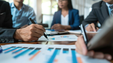 A corporate client meeting with a banking team to discuss financial solutions, including loans, cash management, and investments for business growth.