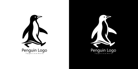 Logo design in the shape of a walking penguin © Yohanes