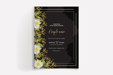 WEDDING INVITATION FRAME WITH FLOWER DECORATIONS WITH FRESH LEAVES