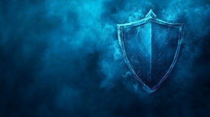 Fototapeta premium Shield design with blue mist background, ideal for security themes.