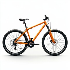 Fototapeta premium Orange Mountain Bike isolated on white, Mountain Bicycle Isolated on White background, With work path.