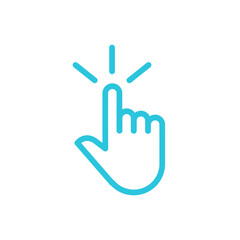 Sensitive touch area icon, clicking finger. Isolated on white background. From blue icon set.