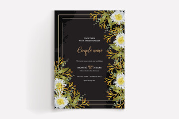 WEDDING INVITATION FRAME WITH FLOWER DECORATIONS WITH FRESH LEAVES