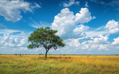 Obraz premium Beautiful shot of a tree in the savanna plains