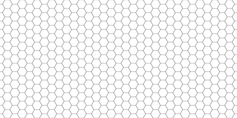 Geometric seamless pattern. Repeating hexagon lattice. Repeated black honeycomb isolated on white background. Modern abstract hexagonal design for prints. Repeat line texture. Vector illustration