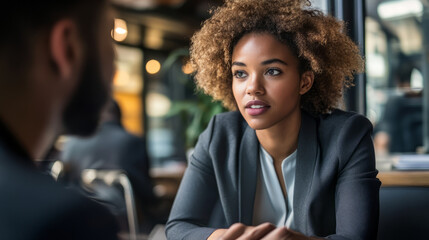 Obraz premium A negotiator using active listening skills, attentively focusing on the other partyâ€™s needs during a business meeting