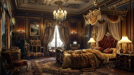 Opulent Bedroom in a Gilded Mansion