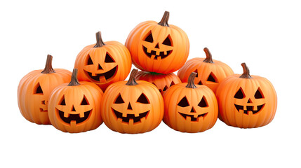A spooky Halloween scene featuring a jack-o-lantern surrounded by pumpkins, capturing the festive spirit of autumn and celebration