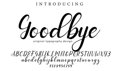 Goodbye Font Stylish brush painted an uppercase vector letters, alphabet, typeface
