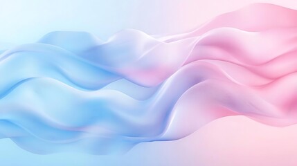 Obraz premium A smooth, flowing gradient of blue and pink waves, creating a serene and abstract visual effect.