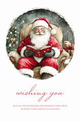 Christmas greeting card with santa