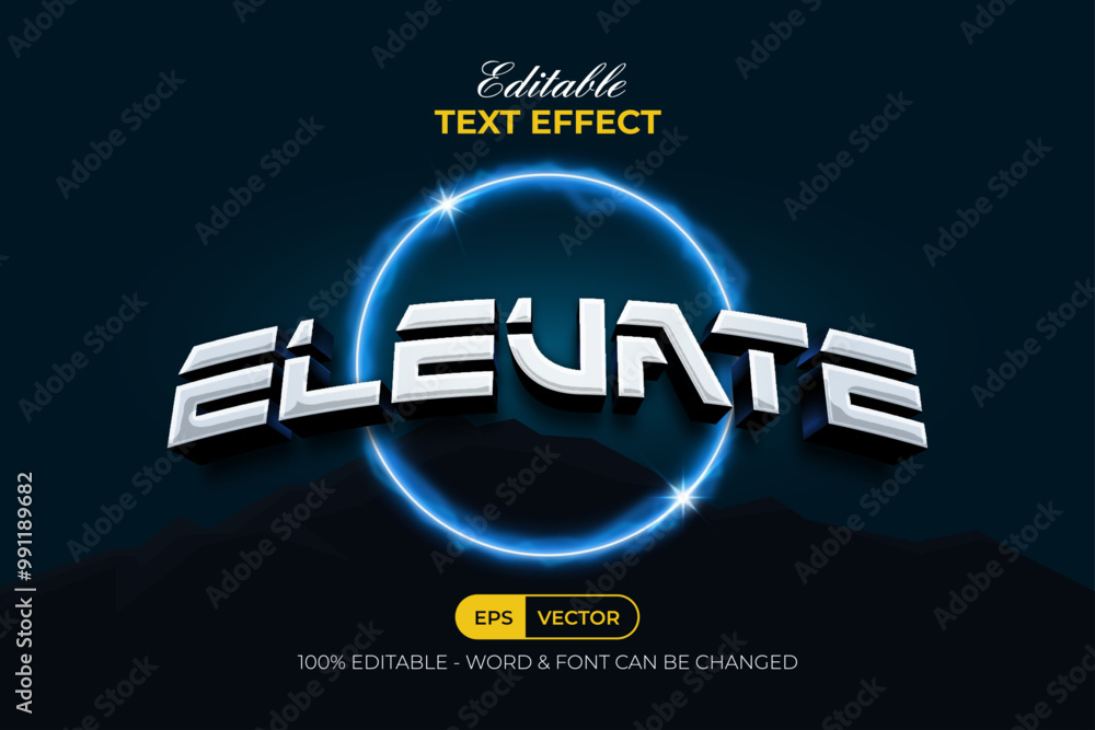 Poster elevate text effect 3d style. editable text effect.
