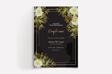 WEDDING INVITATION FRAME WITH FLOWER DECORATIONS WITH FRESH LEAVES