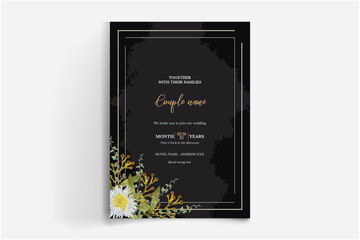WEDDING INVITATION FRAME WITH FLOWER DECORATIONS WITH FRESH LEAVES