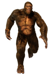 3D Rendering Sasquatch on White