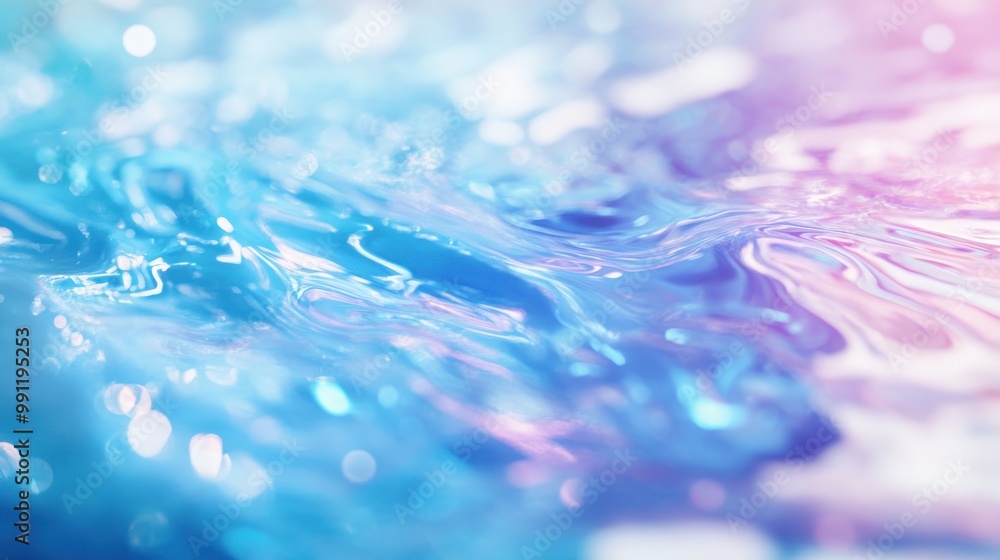 Aufkleber abstract image of flowing water with a gradient of blue and pink hues.