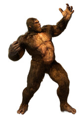 3D Rendering Sasquatch on White