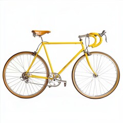 Fototapeta premium Vintage Bike,yellow bicycle,yellow Vintage race road bike,bicycle classic style,isolated white background