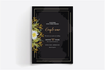 WEDDING INVITATION FRAME WITH FLOWER DECORATIONS WITH FRESH LEAVES