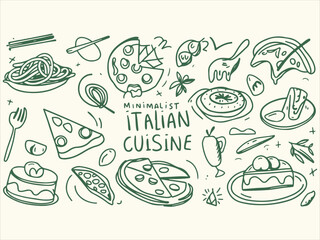Minimalist Italian set of food vector @ illustration design