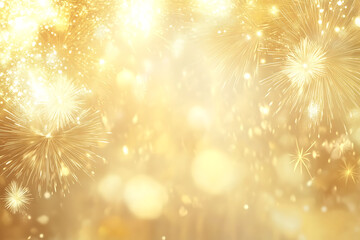 Fototapeta premium Golden New Year's background with a luxurious shine and subtle fireworks in the background
