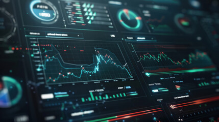 Obraz premium A digital interface tracking wealth and finance, showing real-time data on cash flow, investment returns, and financial health.