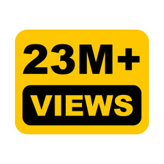 23M views,  23 million views on transparent background