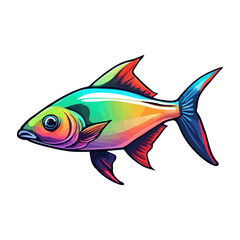 Fototapeta premium cute neon tetra fulcolor vector illustration ai generated
