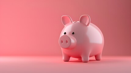 Concept of Money Saving with a Cute Pink Piggy Bank