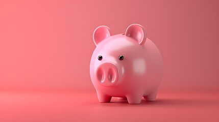 Concept of Money Saving with a Cute Pink Piggy Bank