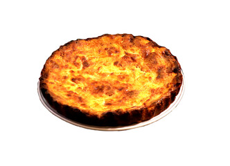 Appetizing ruddy curd casserole on a plate, dessert - color photo, isolate for design