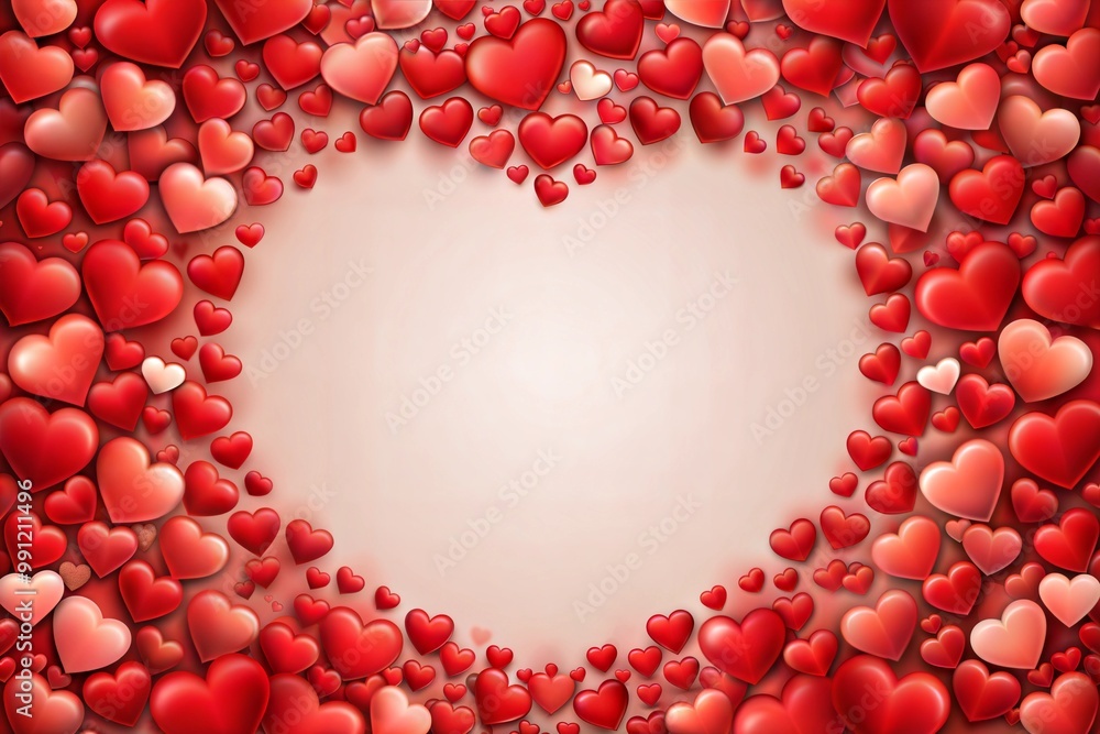 Canvas Prints romantic background with red hearts of various sizes
