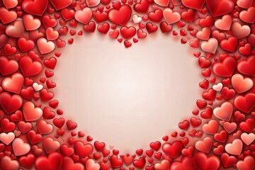Obraz premium Romantic background with red hearts of various sizes