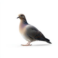 Obraz premium Elegant Dove with Soft Feathers on White Background