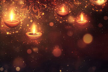 Glamorous Diwali background with shimmering gold patterns and sparkling lights