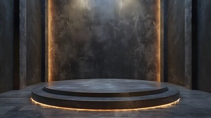 Fototapeta premium 3D Rendering of Podium with Black Background for Product Photography Display