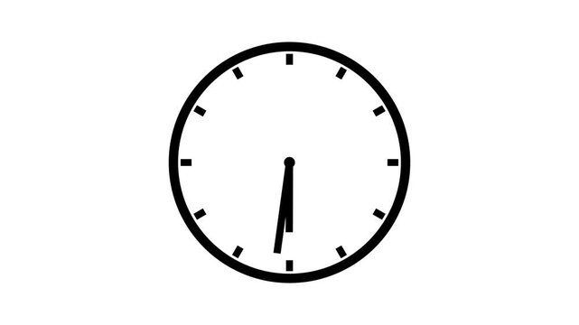 Clock Animation Video. clock icon with moving arrows in 12 hour loop 4K..